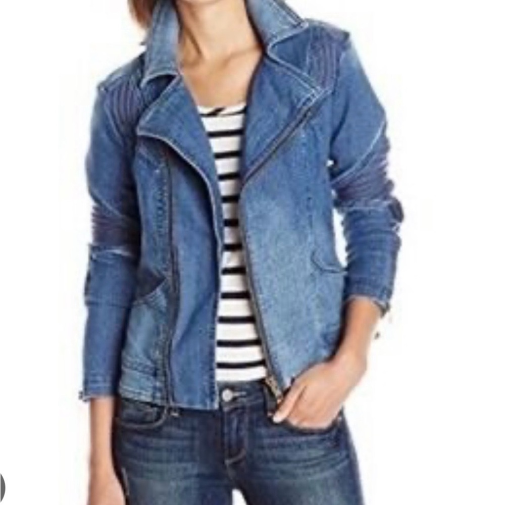 SAM EDELMAN MOTO Women's Blue Denim Jacket SZ M - Like new